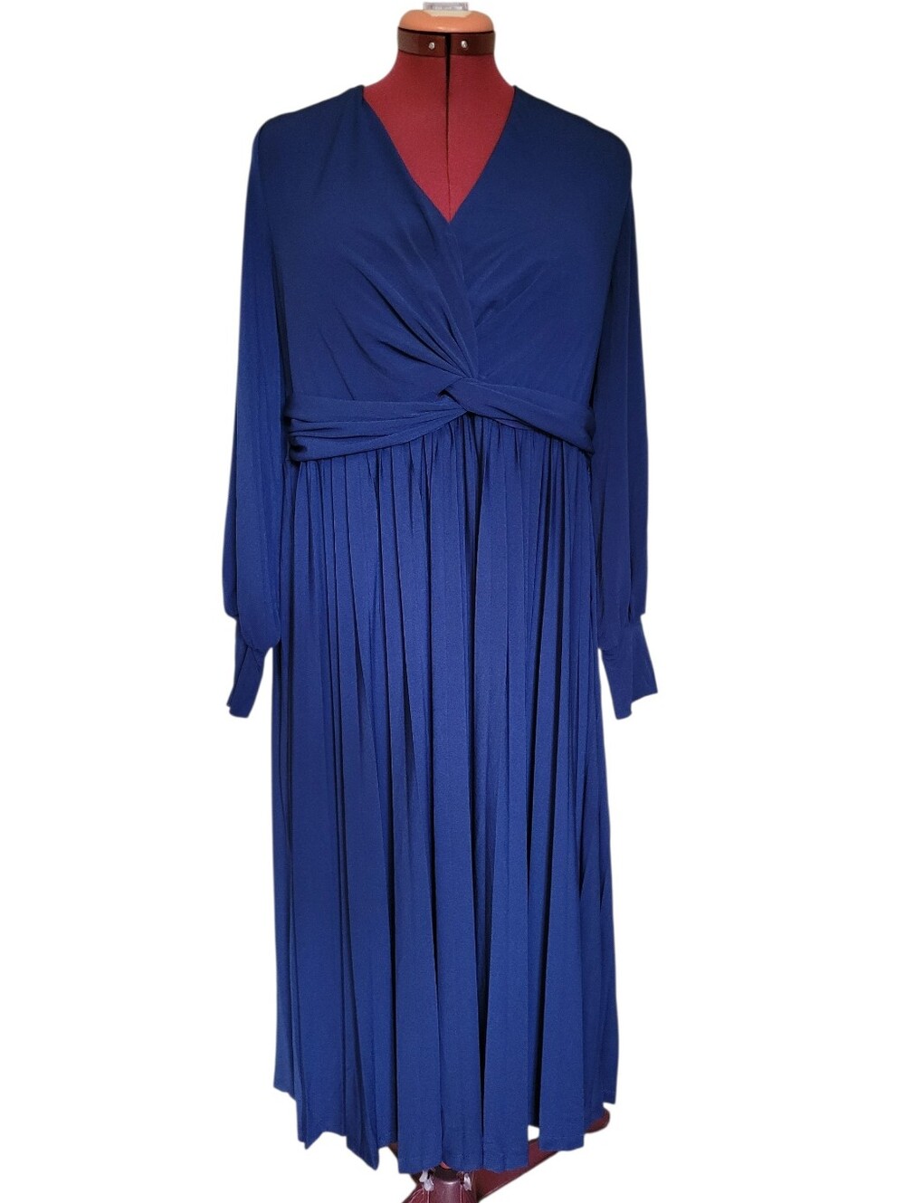 ELOQUII Royal Blue Twist Front Pleated Maxi Dress - Size 16